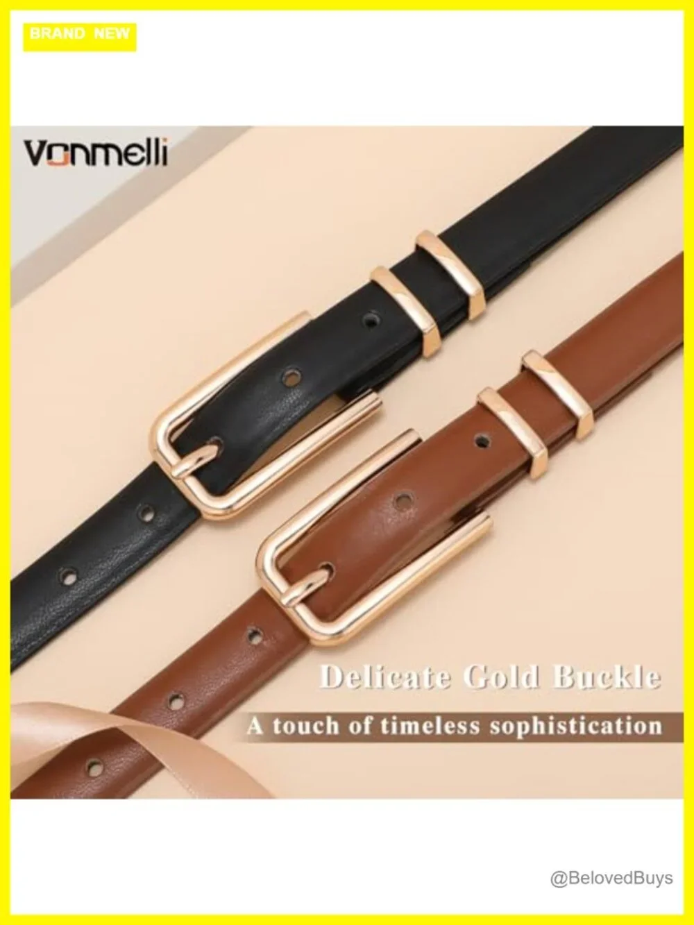Women Skinny Faux Leather Belt with Gold Buckle